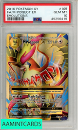 2016 POKEMON XY EVOLUTIONS FA M PIDGEOT EX #105 PSA 10 GEM MT 49256419