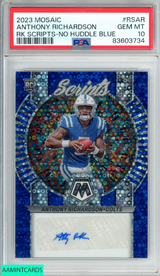 2023 PANINI MOSAIC ROOKIE SCRIPTS ANTHONY RICHARDSON #RSAR NO HUDDLE BLUE PSA 10 83603734