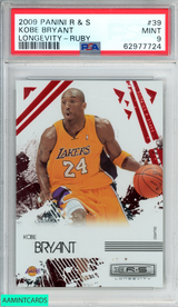 2009 PANINI ROOKIES AND STARS KOBE BRYANT #39 LONGEVITY RUBY 179 OF 250 PSA 9 62977724
