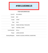 2018 NATL TREASURES ROOKIE COLOSSAL SIGS LAMAR JACKSON #RCS-LJ BGS 9 0011838615