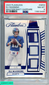 2022 PANINI FLAWLESS MASTERCRAFT ELI MANNING #MEM SAPPHIRE 1 OF 5 PSA 8 NM-MT 116619495