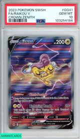 2023 POKEMON SWORD AND SHIELD CROWN ZENITH FA RAIKOU V #GG41 PSA 10 GEM MT 103254184