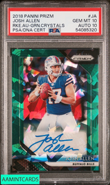 2018 PANINI PRIZM ROOKIE AUTO JOSH ALLEN GREEN CRYSTALS 8 OF 75 PSA 10 AUTO 10 54085320