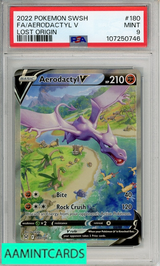 2022 POKEMON SWORD SHIELD LOST ORIGIN FA AERODACTYL V #180 PSA 9 107250746