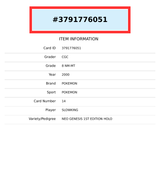 2000 POKEMON NEO GENESIS 1ST ED SLOWKING HOLO #14 CGC 8 3791776051