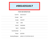 1999 POKEMON JUNGLE 1ST EDITION JOLTEON HOLO R #4 BGS 8 0014351017