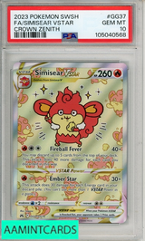 2023 POKEMON SWSH CROWN ZENITH FA SIMISEAR VSTAR #GG37 PSA 10 105040568