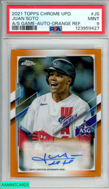 2021 TOPPS CHROME UPDATE ALL-STAR GAME AUTO JUAN SOTO #JS ORANGE 13 OF 25 PSA 9 123959427