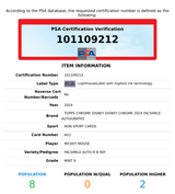 2024 TOPPS CHROME DISNEY FACSIMILE AUTOS MICKEY MOUSE #AU1 R B REF PSA 9 MINT 101109212