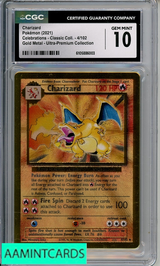 2021 POKEMON CELEBS CLASSIC COLL GOLD METAL UPC CHARIZARD #4 CGC 9 6105886003