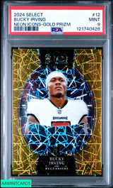 2024 PANINI SELECT NEON ICONS BUCKY IRVING #12 GOLD PRIZM 8 OF 10 ROOKIE PSA 9 121740428