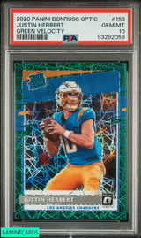 2020 PANINI DONRUSS OPTIC JUSTIN HERBERT #153 GREEN VELOCITY ROOKIE RC PSA 10 93292059