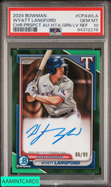 2024 BOWMAN CHROME PROSPECT AUTO WYATT LANGFORD HTA GREEN LAVA OF 99 RC PSA 10 94312276