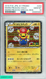 2016 POKEMON JPN XY PROMO MARIO PIKACHU-HOLO #293 SPECIAL BOX PSA 10 GEM MT 89865864