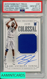 2015 PANINI NATL TREAS COLL KARL-ANTHONY TOWNS #361 COL MAT SIG PSA 10 AUTO 10 75622654