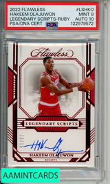 2022 PANINI FLAWLESS LEGEND SCRIPTS HAKEEM OLAJUWON #LSHKO RUBY PSA 9 AUTO10 122979572