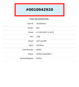 2017 LEAF VALIANT PURPLE PAT MAHOMES II #BAPM1 BGS 9.5 AUTO 10 RC 0010042920