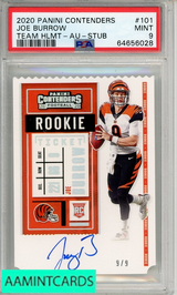 2020 PANINI CONTENDERS JOE BURROW #101 VARIATION AUTOGRAPH STUB PSA 9 RC 64656028