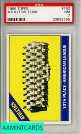 1966 TOPPS ATHLETICS TEAM #492 PSA 7 NM 22698585