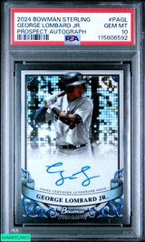 2024 BOWMAN STERLING PROSPECT AUTOGRAPHS GEORGE LOMBARD JR #PAGL PSA 10 GEM MT 115806592