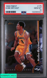 1998 FINEST KOBE BRYANT #175 LOS ANGELES LAKERS HOF PSA 10 GEM MT 132989341