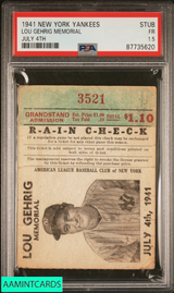 1941 NEW YORK YANKEES LOU GEHRIG MEMORIAL STUB YANKEE STADIUM BRONX NY PSA 1.5 87735620