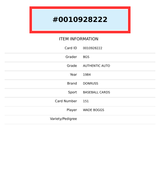 1984 DONRUSS WADE BOGGS #151 BGS AUTO AUTHENTIC 0010928222