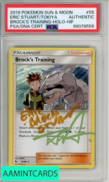 2019 POKEMON SUN MOON HIDDEN FATES BROCKS TRAINING-HOLO #55 HIF PSA AUTHENTIC 98078555