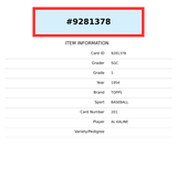 1954 TOPPS AL KALINE #201 SGC 1 RC 9281378