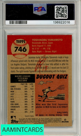 2024 TOPPS LIVING YOSHINOBU YAMAMOTO #746 PSA 9 MINT  RC 136922016