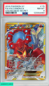 2016 POKEMON XY STEAM SIEGE FA VOLCANION EX #115 SECRET PSA 8 NM-MT 123002084