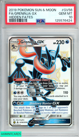 2019 POKEMON SUN AND MOON HIDDEN FATES FA GRENINJA GX #SV56 PSA 10 GEM MT 125576424