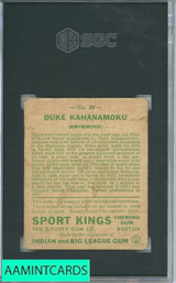 1933 SPORT KINGS GUM DUKE KAHANAMOKU #20 SGC 1 6589706