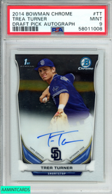 2014 BOWMAN CHROME DRAFT PICK AUTOGRAPH TREA TURNER #TT 1ST RC PSA 9 MINT 58011008