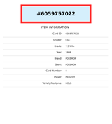 1999 POKEMON PIDGEOT#8 JUNGLE HOLO 8 64 CGC 7.5 NEAR MINT+ 6059757022