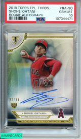 2018 TOPPS TRPL THRDS SHOHEI OHTANI #RA-SO ROOKIE AUTO 92 OF 99 PSA 10 GEM MT 107344471