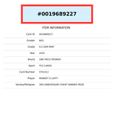 2025 ONE PIECE PROMOS MONKEY D LUFFY #ST01012 3RD ANIV WINNER BGS 9.5 GEM MINT 0019689227