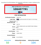 2023 TOPPS CHROME UCC STARBALL DEBUT LIONEL MESSI #SD10 PSA AUTHENTIC AUTOGRAPH 106407781