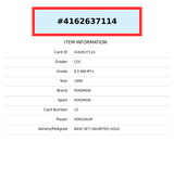 1999 POKEMON BASE SET UNLIMITED VENUSAUR HOLO #15 CGC 8.5 4162637114