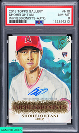 2018 TOPPS GALLERY IMPRESSIONISTS SHOHEI OHTANI #I-10 AUTO 3 OF 5 ROOKIE PSA 8 132394213
