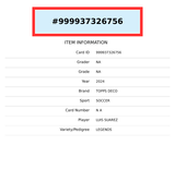 2024-25 TOPPS DECO UEFA CC LUIS SUAREZ LEGENDS 15 OF 49 EUROPA LEAGUE 999937326756