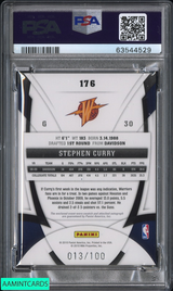 2009 CERTIFIED STEPHEN CURRY #176 AUTO JERSEY MIRROR RED 13 OF 100 RC PSA 9 AU 9 63544529