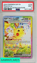 2024 POKEMON SSP EN-SURGING SPARKS PIKACHU EX #238 SPECIAL ILLUSTRATION RARE PSA 9 MINT 107711665