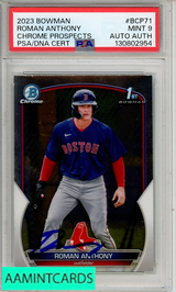 2023 BOWMAN CHROME PROSPECTS ROMAN ANTHONY #BCP71 PSA 9 AUTOG AUTHENTIC 130802954