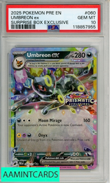 2025 POKEMON PRE EN-PRISMATIC EVO UMBREON EX #060 SURPRISE BOX EXCLUSIVE PSA 10 118857955