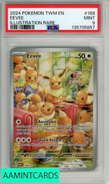 2024 POKEMON TWM EN-TWILIGHT MASQUERADE EEVEE #188 ILLUSTRATION RARE PSA 9 135705857