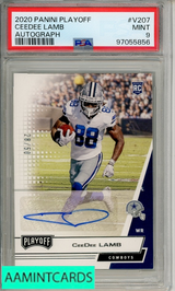 2020 PANINI PLAYOFF CEEDEE LAMB #V207 AUTOGRAPH PSA 9 MINT  RC 97055856