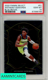 2020 PANINI SELECT ANTHONY EDWARDS #61 BLUE RETAIL PSA 10 GEM MT  RC 67998799