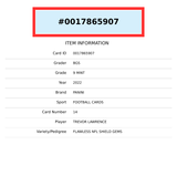 2022 PANINI FLAWLESS NFL SHIELD GEMS 1 OF 1 TREVOR LAWRENCE #14 BGS 9 0017865907