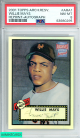 2001 TOPPS ARCHIVES WILLIE MAYS #ARA1 REPRINT-AUTOGRAPH PSA 8 NM-MT 93980295